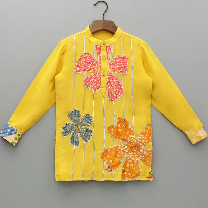 Fashion Sequined Floral Printed Kurta With Pyjama. BOY Indian Ethnic Wear | Ethnic Sets