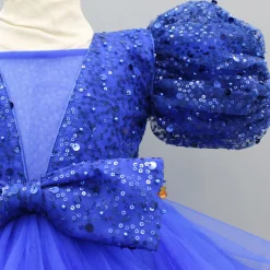Clearance Sequined Ruffled Blue Dress With Bows And Matching Swirled Bow Hairclip Dresses & Sets | Dresses