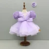 Hot Sequined Ruffled Lavender Dress With Bows And Matching Swirled Bow Hairclip Dresses & Sets | Dresses