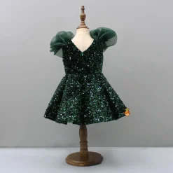 Outlet Sequined Velvet Green Dress Dresses & Sets | Dresses