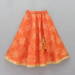 Outlet Sequins And Zari Thread Embroidered Top With Asymmetric Cape And Bandhani Printed Lehenga Ethnic Wear | Lehengas & Ghagras