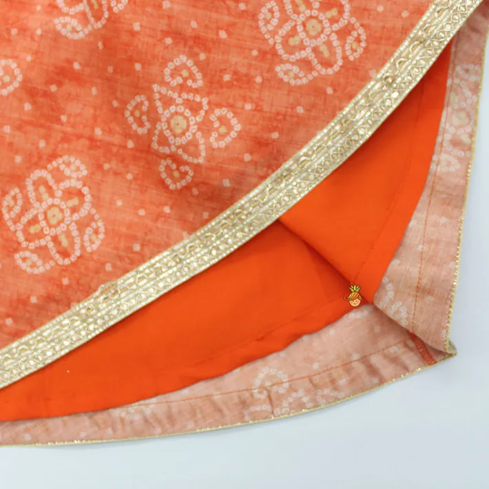 Outlet Sequins And Zari Thread Embroidered Top With Asymmetric Cape And Bandhani Printed Lehenga Ethnic Wear | Lehengas & Ghagras