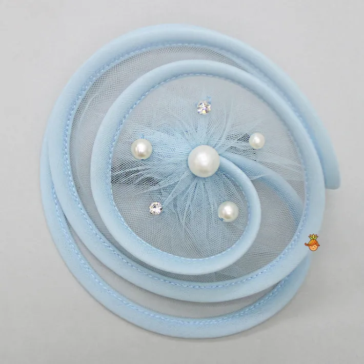 Outlet Sequins Beautified Flared Blue Dress With Swirled Hair Clip Dresses & Sets | Dresses
