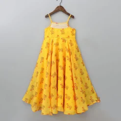 Online Sequins Detailed Floral Printed Yellow Kurti Ethnic Wear | Kurtis & Jumpsuits