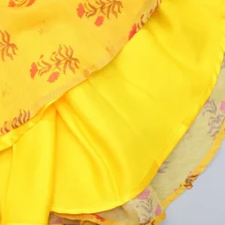 Online Sequins Detailed Floral Printed Yellow Kurti Ethnic Wear | Kurtis & Jumpsuits