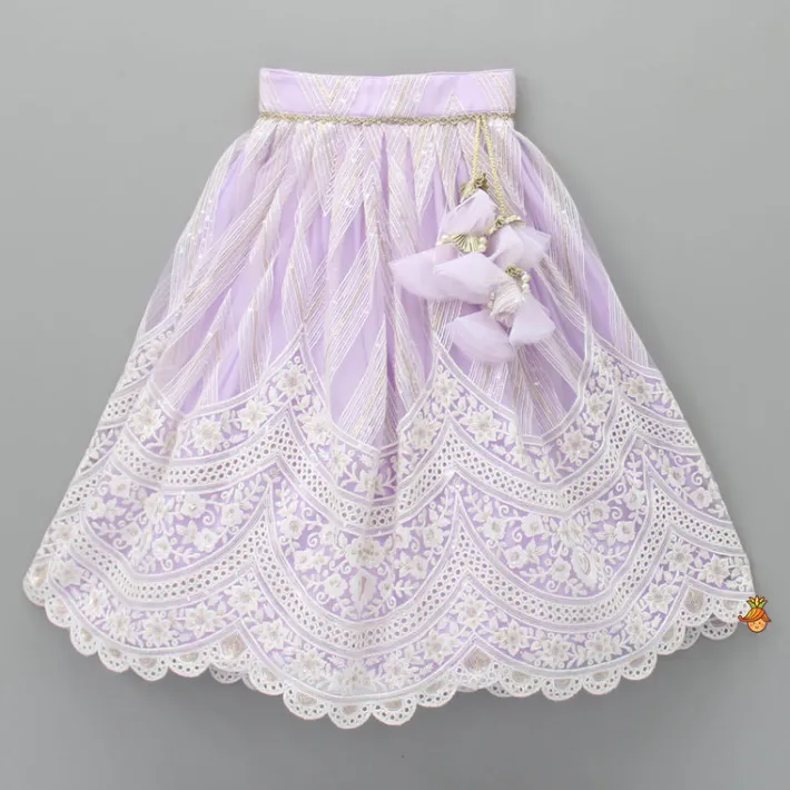 Sale Sequins Embellished Lilac Top And Lehenga With Dupatta And Potli Bag Ethnic Wear | Lehengas & Ghagras