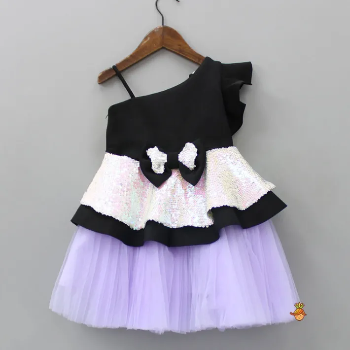 New Sequins Embellished Peplum Dress With Net Bottom And Matching Bowie Hair Clip Dresses & Sets | Dresses