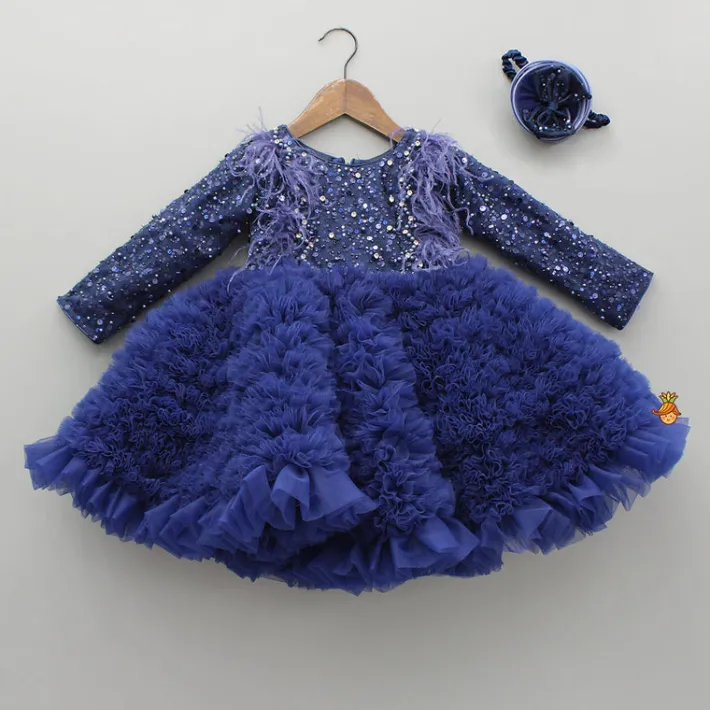 Sale Sequins Embellished Ruffled Dress With Matching Swirled Bowie Headband Dresses & Sets | Dresses