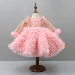 Discount Sequins Embellished Ruffled Peach Dress With Matching Swirled Bowie Headband Dresses & Sets | Dresses