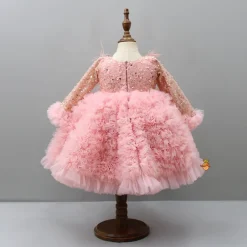 Discount Sequins Embellished Ruffled Peach Dress With Matching Swirled Bowie Headband Dresses & Sets | Dresses