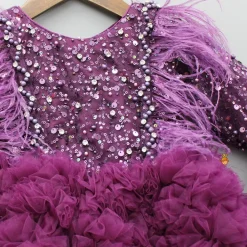 Clearance Sequins Embellished Ruffled Dress With Matching Swirled Bow Headband Dresses & Sets | Dresses