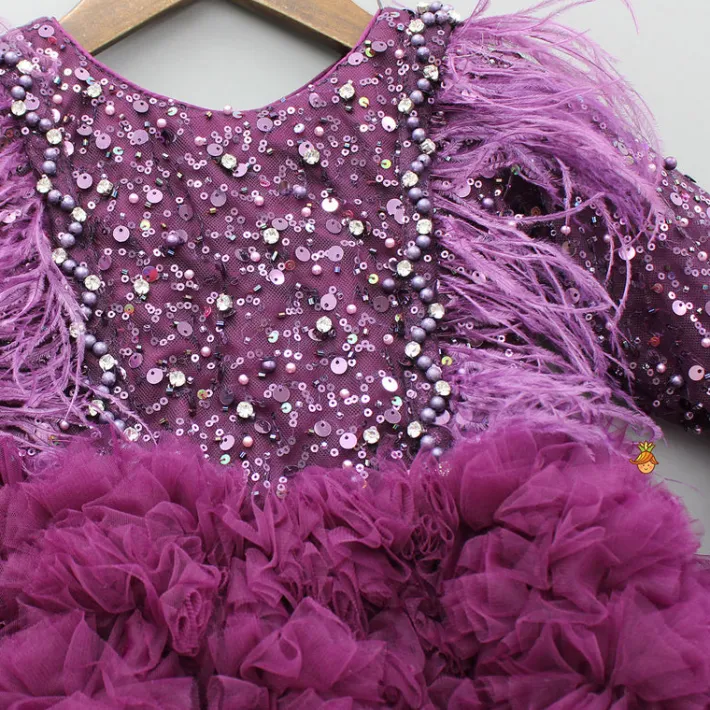 Clearance Sequins Embellished Ruffled Dress With Matching Swirled Bow Headband Dresses & Sets | Dresses
