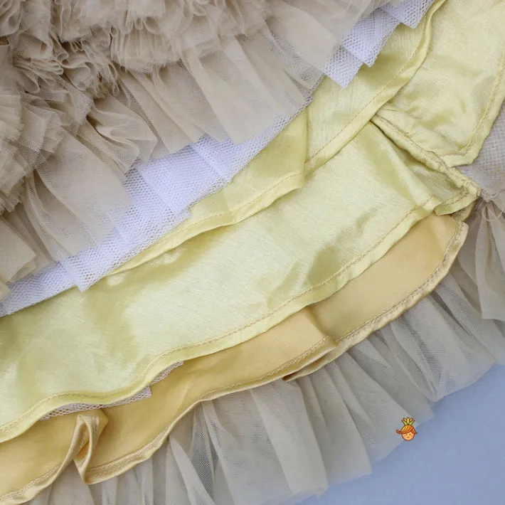 Online Sequins Embellished Ruffled Beige Dress With Matching Swirled Bowie Headband Dresses & Sets | Dresses