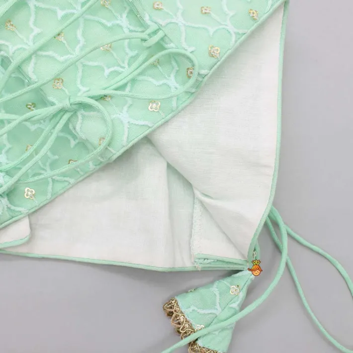 Hot Sequins Thread Embroidered Mint Green Top And Lehenga With Net Dupatta And Potli Bag Ethnic Wear | Lehengas & Ghagras