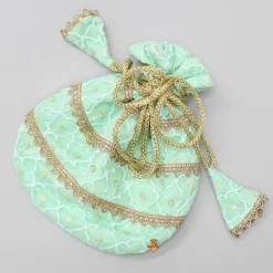 Hot Sequins Thread Embroidered Mint Green Top And Lehenga With Net Dupatta And Potli Bag Ethnic Wear | Lehengas & Ghagras