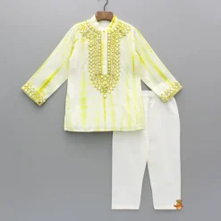 Sale Shibori Printed Embroidered Kurta And Pyjama BOY Indian Ethnic Wear | Ethnic Sets