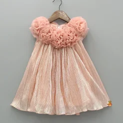 Discount Shimmery And Ruffle Frilled Rose Flowers Adorned Dress Dresses & Sets | Dresses