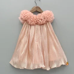 Discount Shimmery And Ruffle Frilled Rose Flowers Adorned Dress Dresses & Sets | Dresses