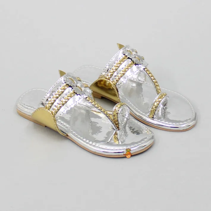Fashion Shiny Braided Kolhapuri Flats Shoes
