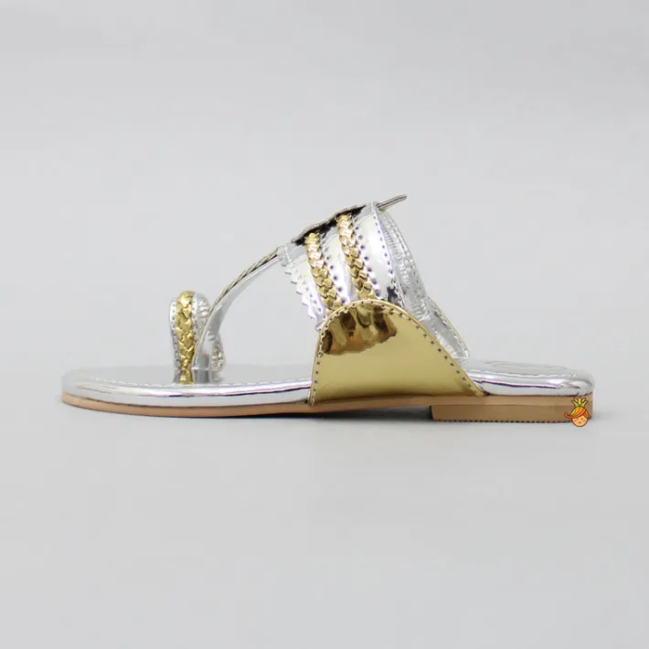 Fashion Shiny Braided Kolhapuri Flats Shoes