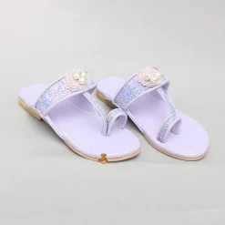 Fashion Shiny Lilac Kolhapuri Style Flats Shoes
