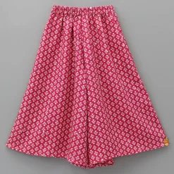 Clearance Short Sleeves Printed Pink Top And Palazzo Ethnic Wear | Palazzos & Shararas