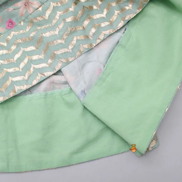 Best Side Knot Detail Green Long Kurti And Pant With Dupatta Ethnic Wear | Churidars & Salwars