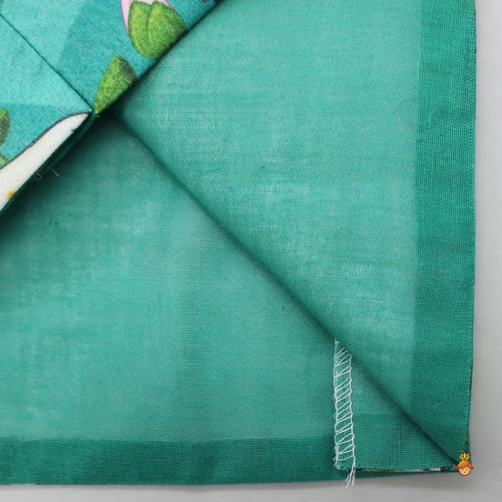 New Silk Green Kurta With Front Open Pocket Detail Printed Jacket And Cotton Pyjama BOY Indian Ethnic Wear | Ethnic Sets