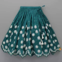 Fashion Silk Green Pleated Hem Top And Lehenga Ethnic Wear | Lehengas & Ghagras