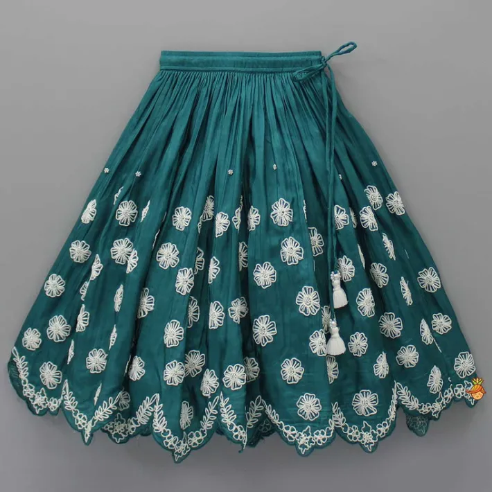 Fashion Silk Green Pleated Hem Top And Lehenga Ethnic Wear | Lehengas & Ghagras