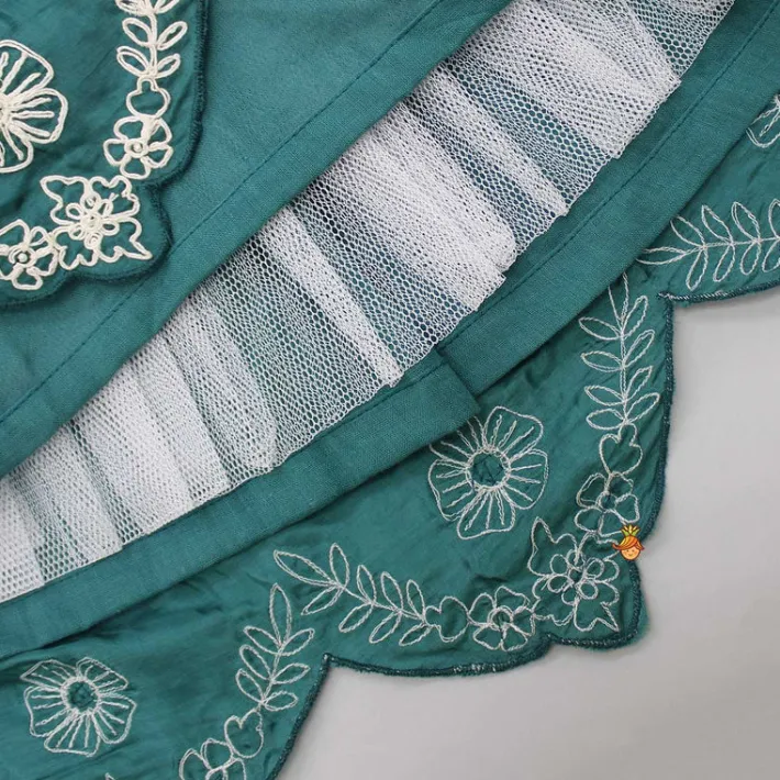 Fashion Silk Green Pleated Hem Top And Lehenga Ethnic Wear | Lehengas & Ghagras