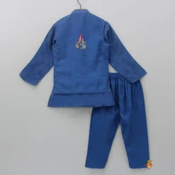 New Silk Kurta With Lotus Embroidered Jacket And Pyjama BOY Indian Ethnic Wear | Ethnic Sets