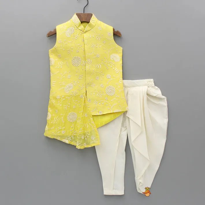 Online Sleeveless Embroidered Stylish Kurta And Dhoti Style Pant BOY Indian Ethnic Wear | Ethnic Sets
