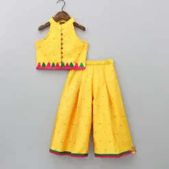 Online Sleeveless Yellow Top And Palazzo Ethnic Wear | Palazzos & Shararas