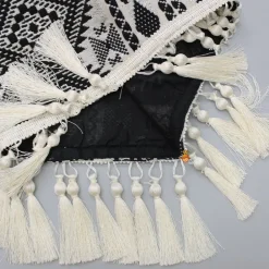 Sale Smocked Back Stylish Sleeves Black Top And Fringes Skirt With Knot Detail Hair Band Dresses & Sets | Sets