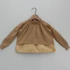 Discount Smocked Dual Tone Brown Top Tops & Tunics