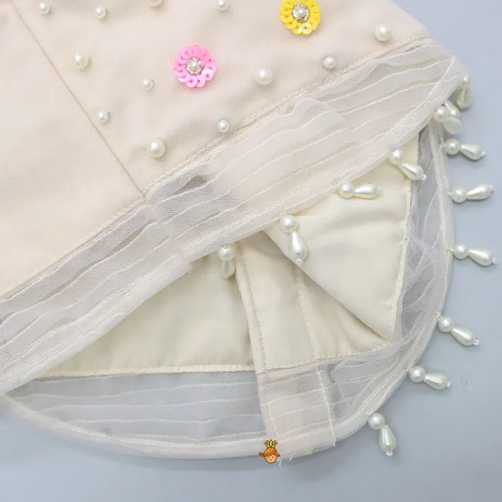 Hot Spaghetti Straps Beige Top And Net Embroidered Lehenga With Dual Tone Stylish Dupatta Ethnic Wear | Lehengas & Ghagras