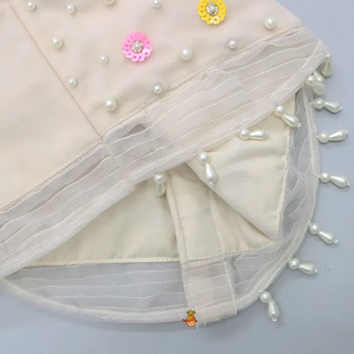 Outlet Spaghetti Straps Beige Top And Net Embroidered Lehenga With Dual Tone Stylish Dupatta Ethnic Wear | Lehengas & Ghagras