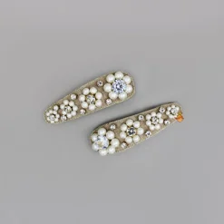 New Sparkling Floral Off-White Hair Clips Hair Accessories | Hair Clips