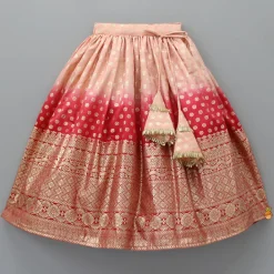 Sale Splendid Embroidered Halter Neck Top With Lehenga And Fringed Lace Dupatta Ethnic Wear | Lehengas & Ghagras