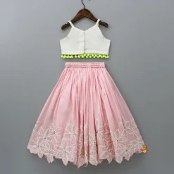 Online Strappy Top And Pleated Pink Lehenga With Net Dupatta Ethnic Wear | Lehengas & Ghagras