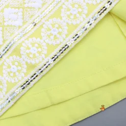 Clearance Strappy V Neck Embroidered Yellow Kurti And Pant With Sling Bag Ethnic Wear | Churidars & Salwars