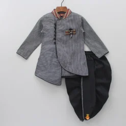 Online Strip Print Asymmetric Kurta With Dhoti BOY Indian Ethnic Wear | Ethnic Sets