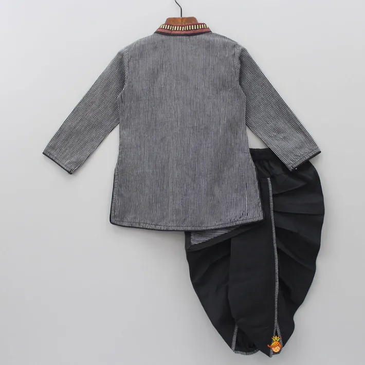 Online Strip Print Asymmetric Kurta With Dhoti BOY Indian Ethnic Wear | Ethnic Sets