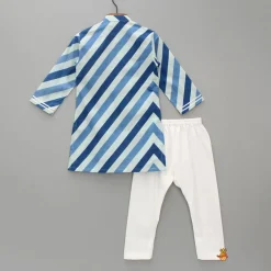 New Striped Printed Blue Kurta And Pyjama BOY Indian Ethnic Wear | Ethnic Sets