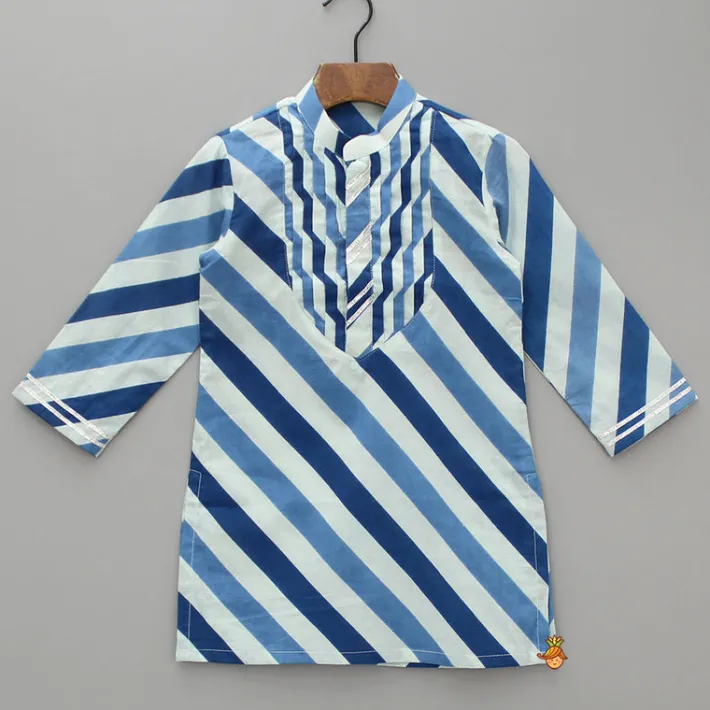 New Striped Printed Blue Kurta And Pyjama BOY Indian Ethnic Wear | Ethnic Sets