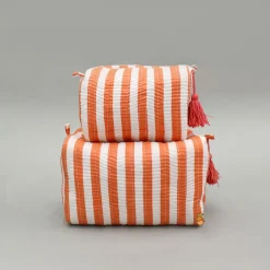 Hot Striped Printed Pouch Bags - Set Of 2 Bags