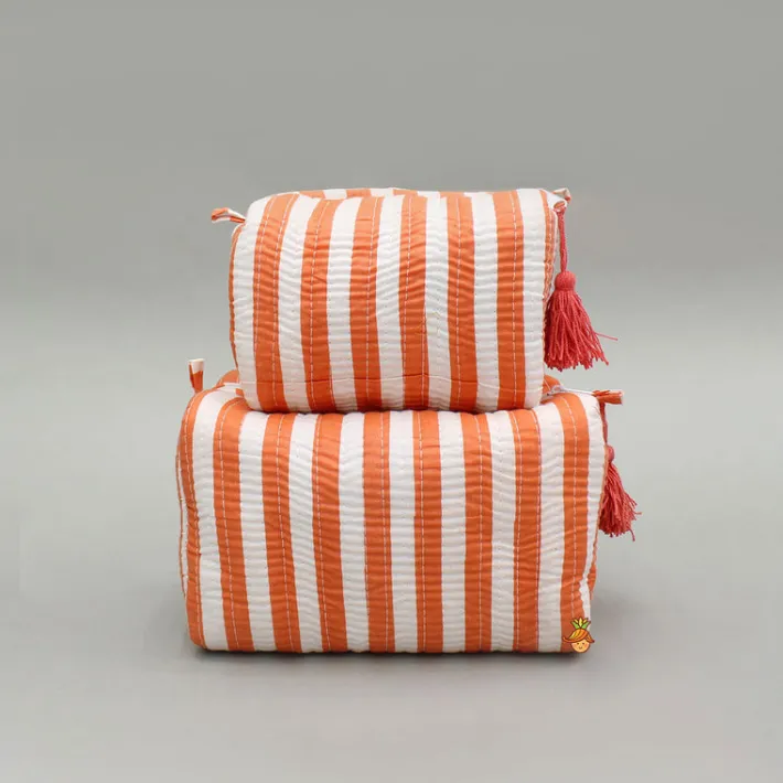 Hot Striped Printed Pouch Bags - Set Of 2 Bags