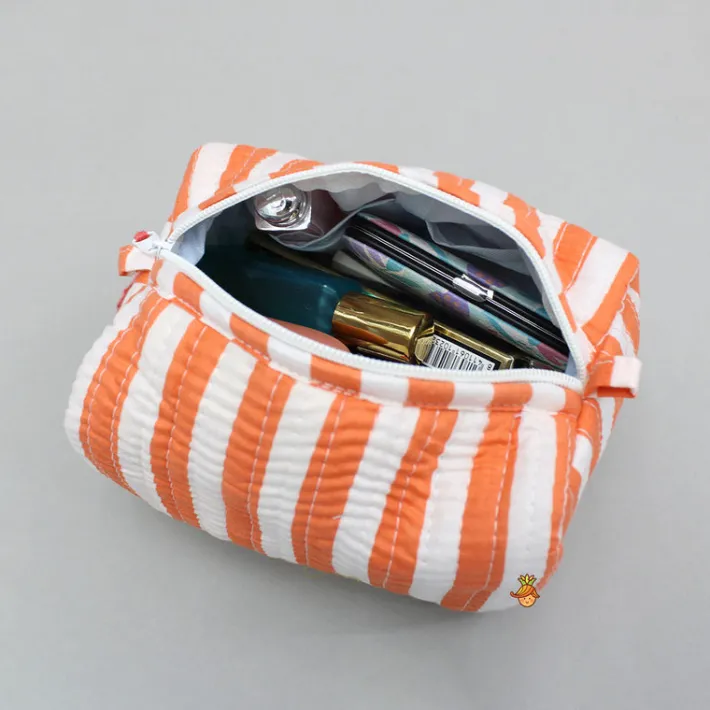 Hot Striped Printed Pouch Bags - Set Of 2 Bags