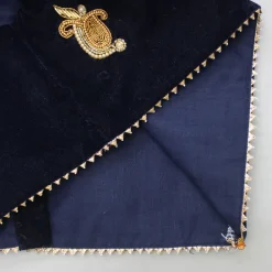 New Stunning Embroidered Blue Velvet Top And Layered Lehenga With Dupatta Ethnic Wear | Lehengas & Ghagras